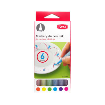 TO-740  MARKERY DO CERAMIKI KOLOROWE 6 SZTUK