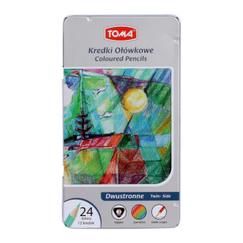 TO-550 KREDKI DREWNIANE DWUSTRONNE w metalowym opakowaniu