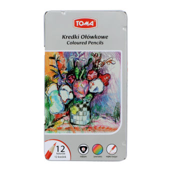 TO-550 KREDKI DREWNIANE TRÓJKĄTNE w metalowym opakowaniu